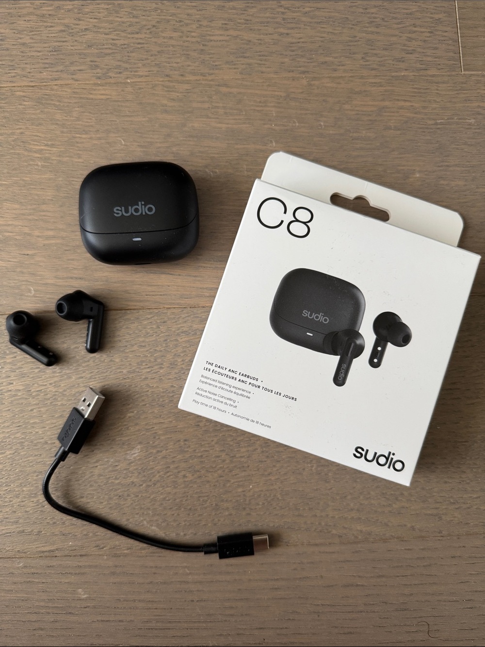 Sudio C8 True Wireless Earbuds Black Like New Original Packaging